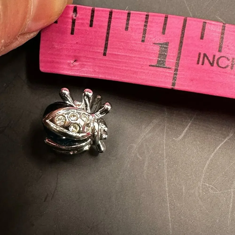 Napier LADYBUG Pin Silver tone Blue Retro Animal Bug Nature